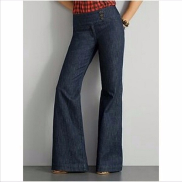 New York & Company Denim - New York & Company Flared Wide Leg Jeans 4 TALL